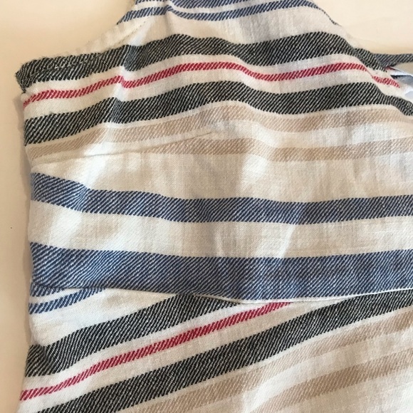 ZARA BASIC Denim Couture V Neck Red White Blue Patriotic July 4 Striped Tank Med - Picture 6 of 12